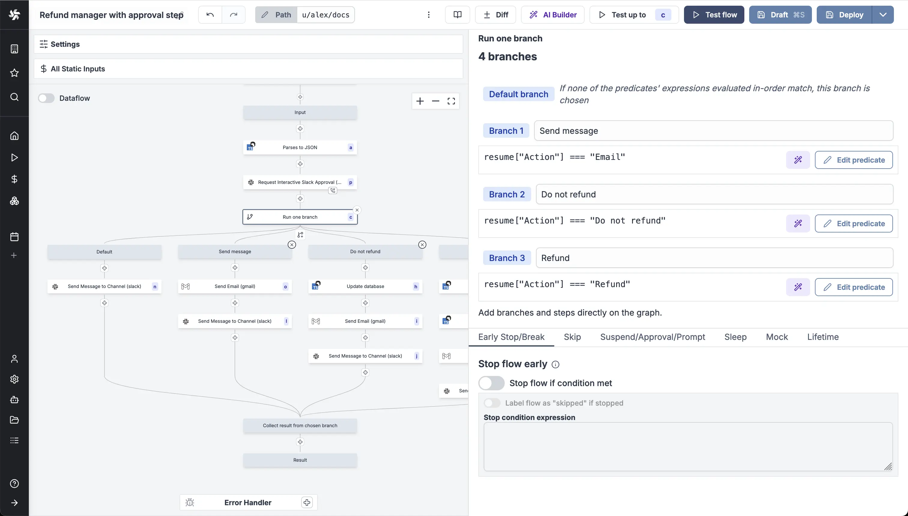Branches predicate expressions Branches predicate expressions